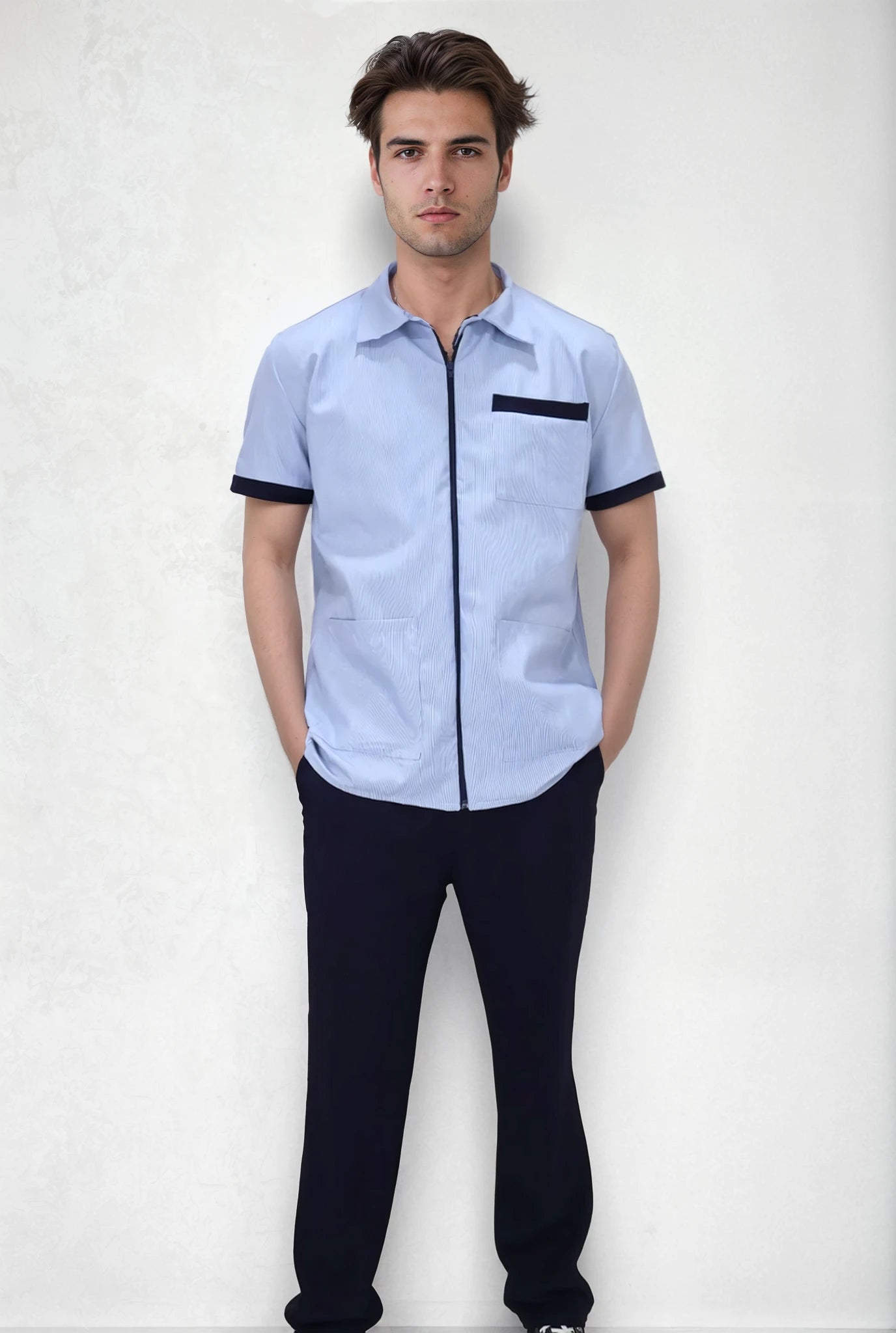 Filipina Uniformes De Limpieza Filipina Con Cierre Para Servicio