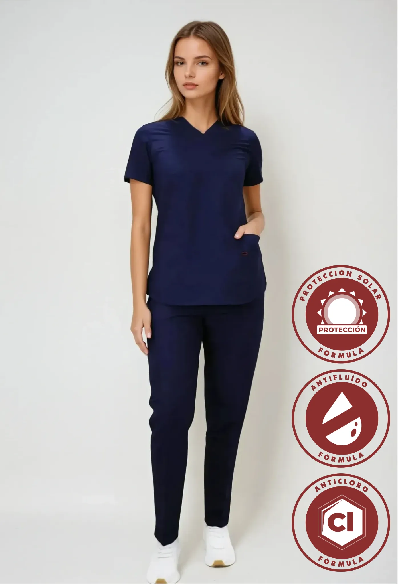 Uniforme Antifluído y Anticloro azul marino