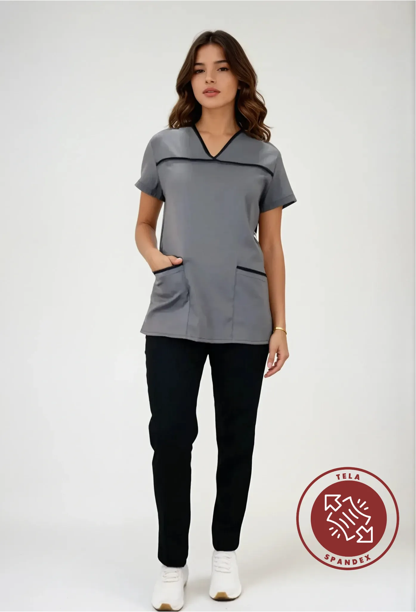Uniforme Spandex para servicio de limpieza gris