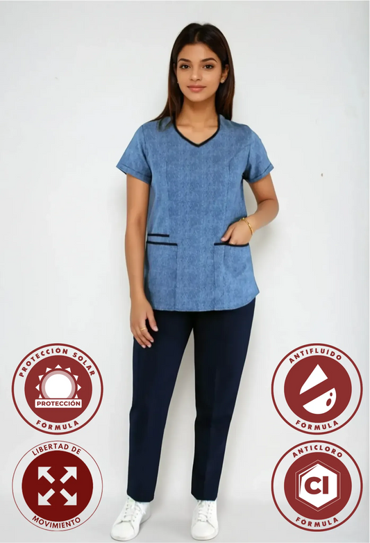 Uniforme Antifluido y Anticloro Azul
