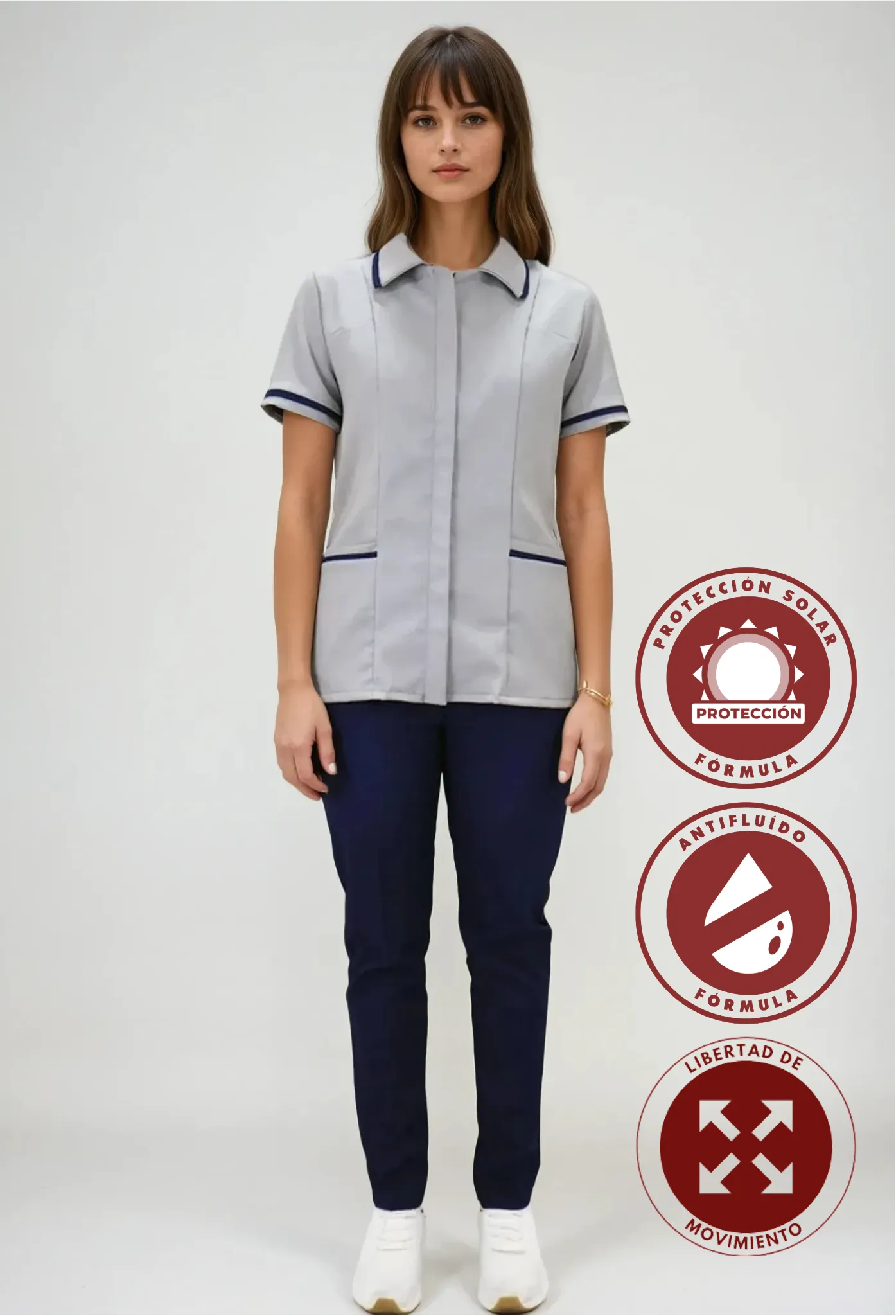 Uniforme para Servicio de Limpieza Antifluido Gris Mujer