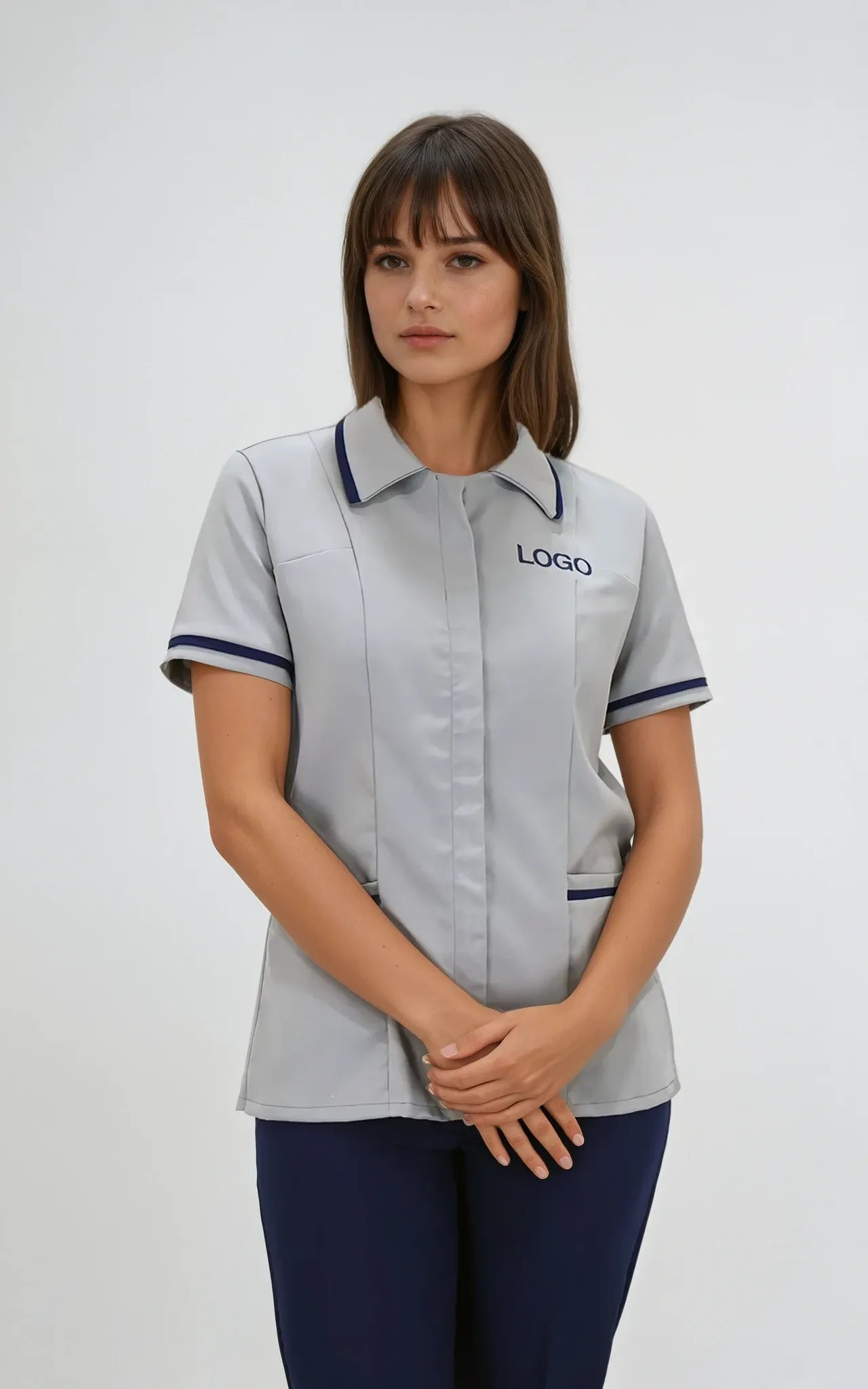 Uniforme para Servicio de Limpieza Antifluido Gris Mujer