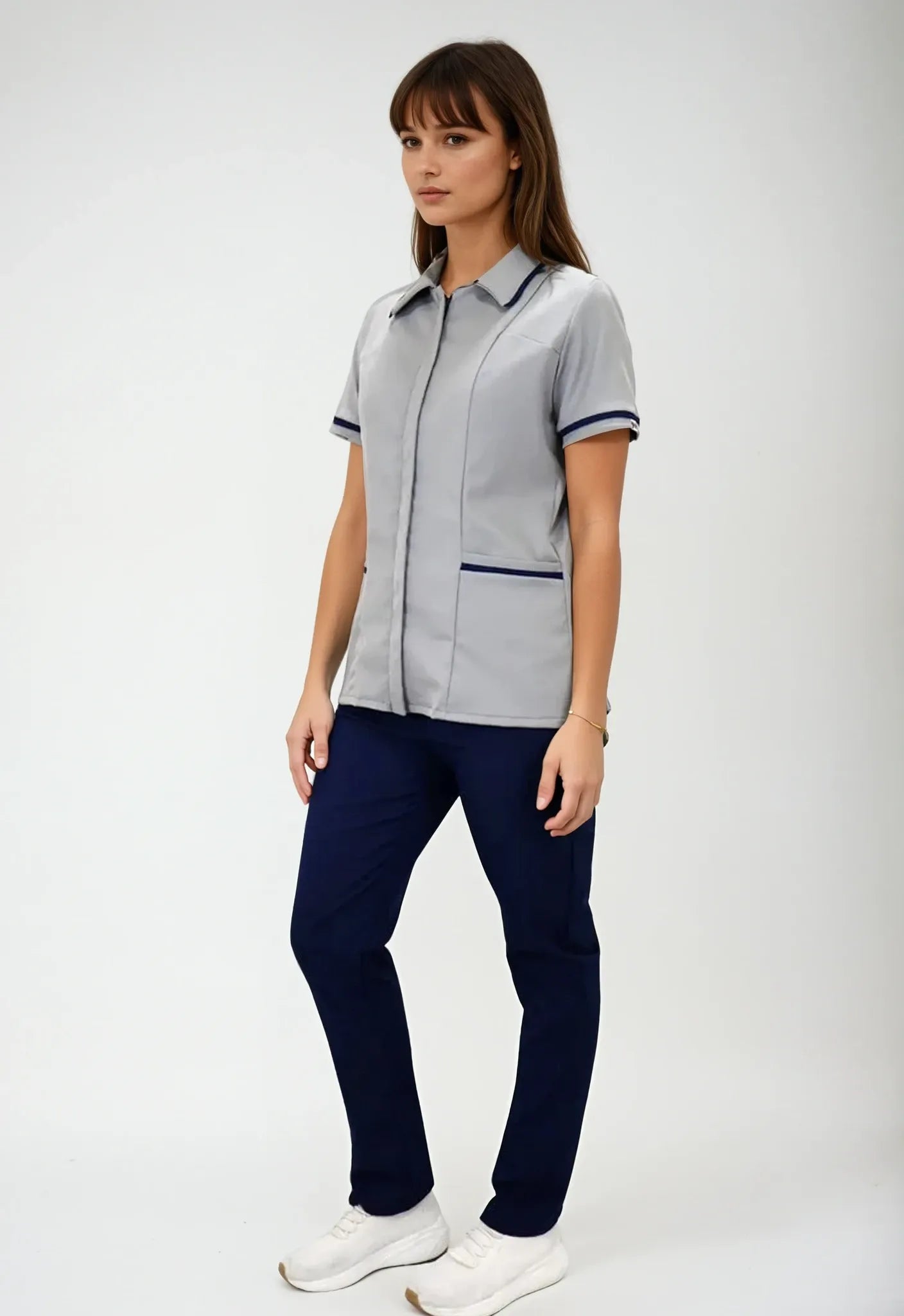 Uniforme para Servicio de Limpieza Antifluido Gris Mujer