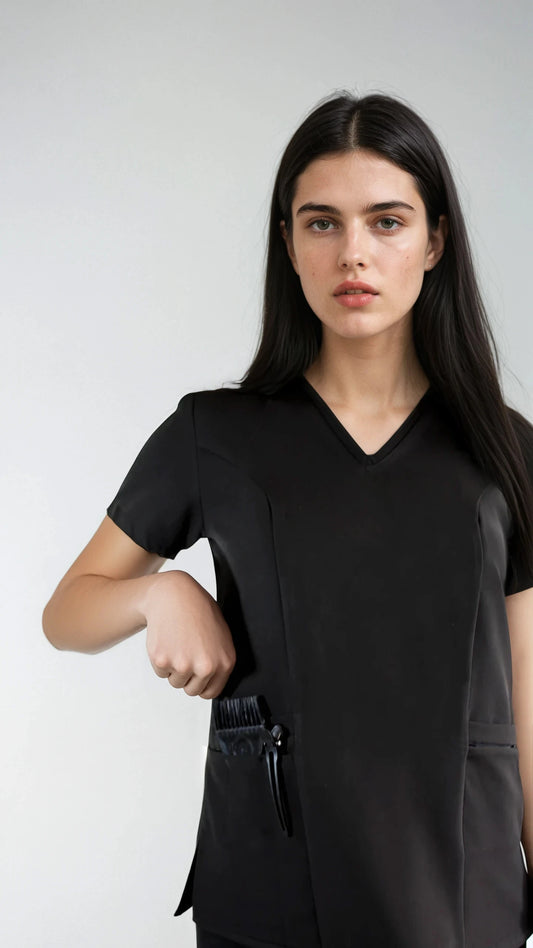 Filipina Spandex Multibolsas Negra para Estilista