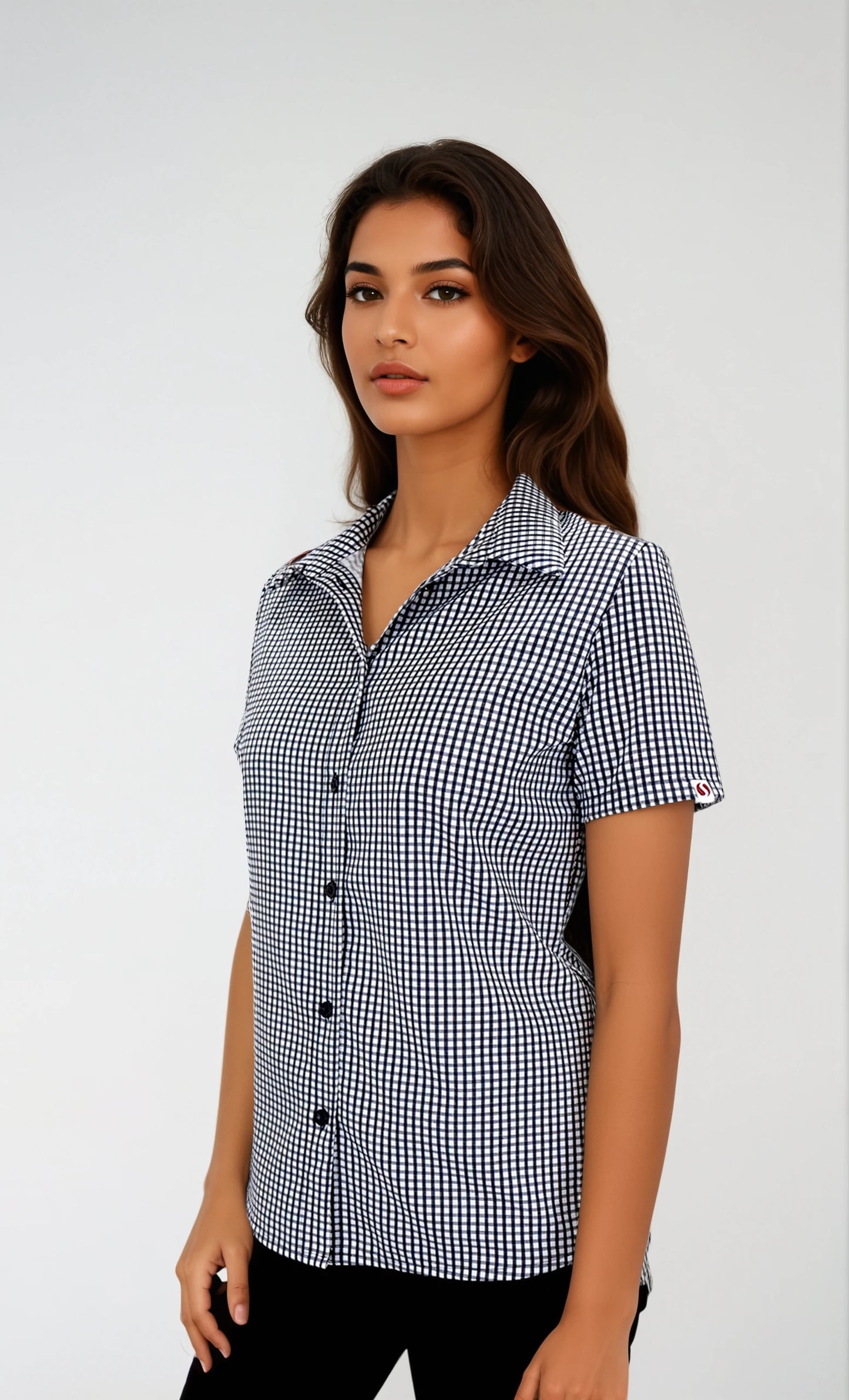 Camisa de cuadros manga corta Antimanchas para Mujer