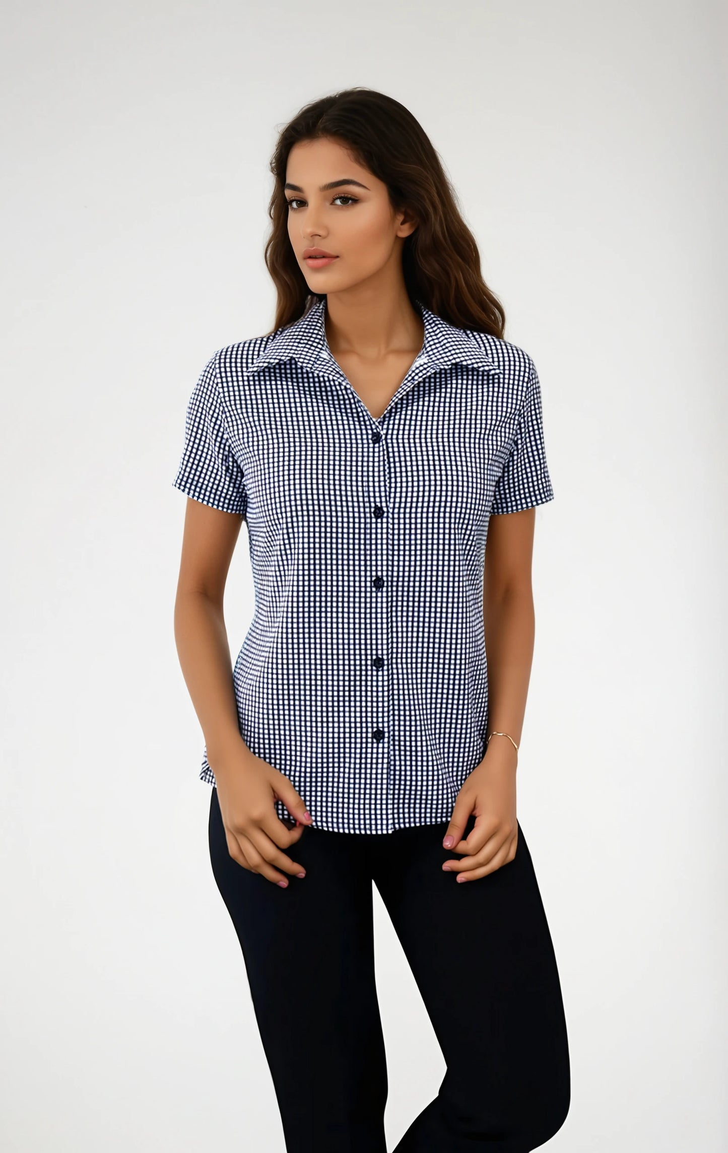 Camisa de cuadros manga corta Antimanchas para Mujer