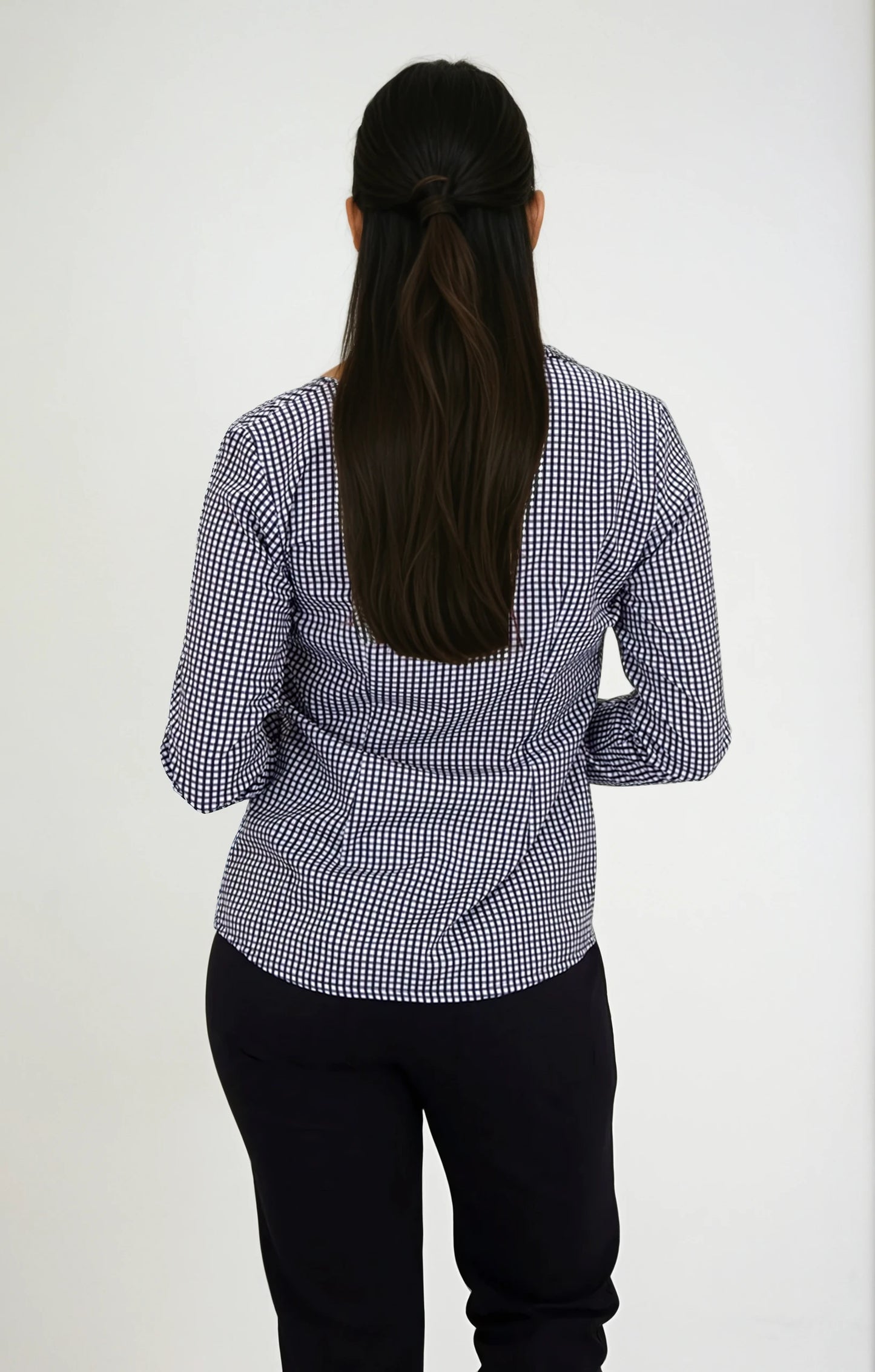 Camisa Antimanchas de Cuadros Manga Larga para Mujer