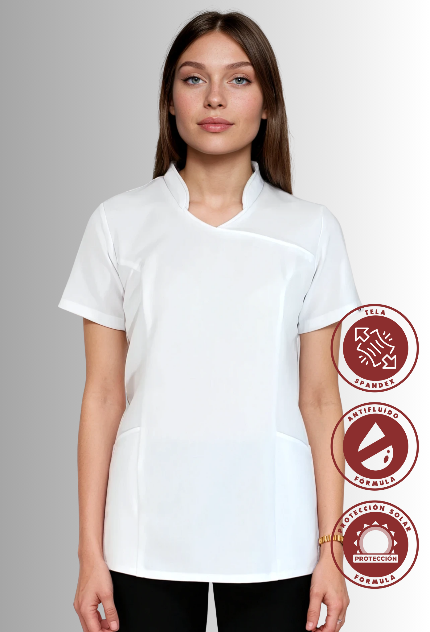 Filipina Blanca con Spandex, Antifluidos y Protección Solar para mujer