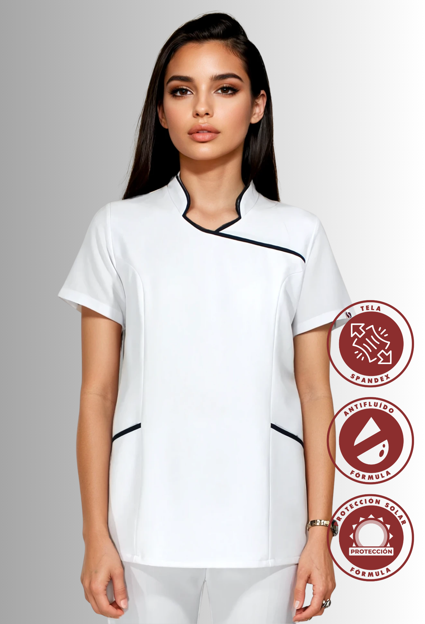 Filipina Blanca con Spandex, Antifluidos y Protección Solar para mujer