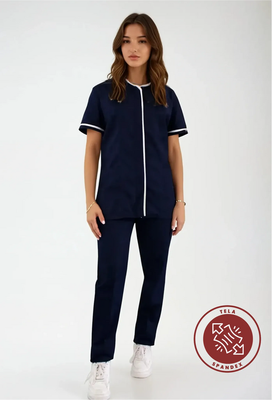 Uniforme Spandex para servicio de limpieza azul