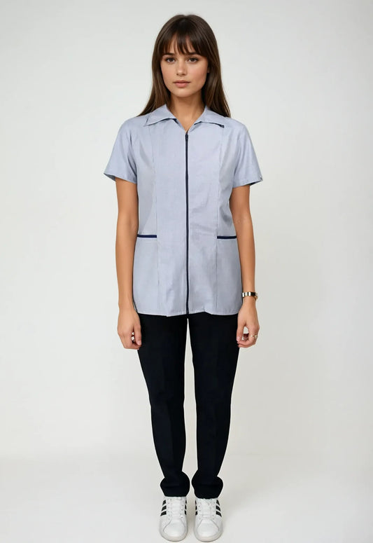 Uniforme para servicio de limpieza lineas azules
