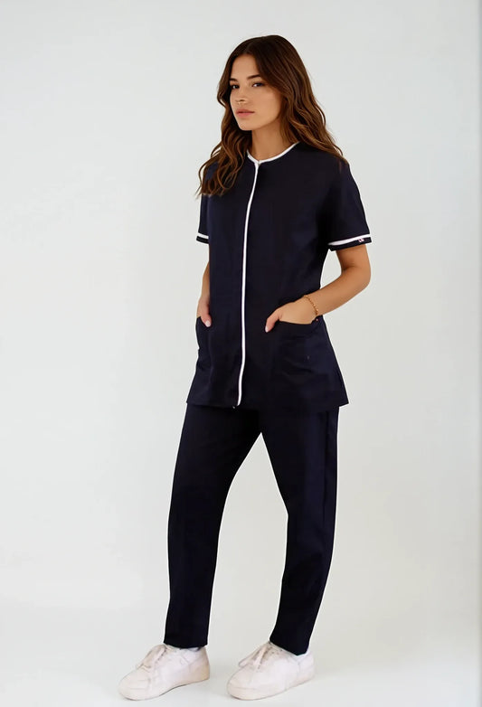 Uniforme Spandex para servicio de limpieza azul