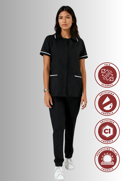 Uniforme de Limpieza Antifluido, Anticloro y Spandex para mujer