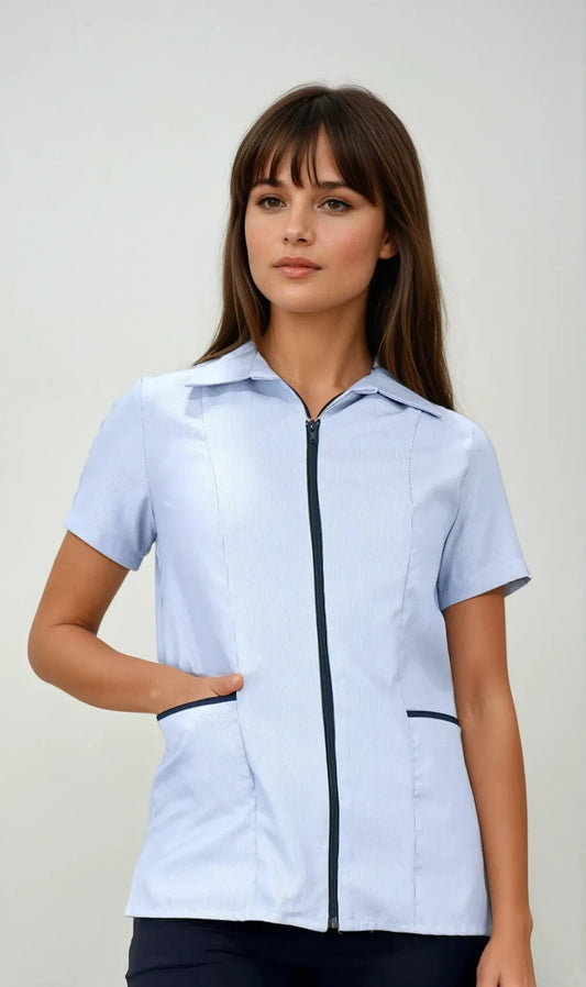 Uniforme para servicio de limpieza lineas azules