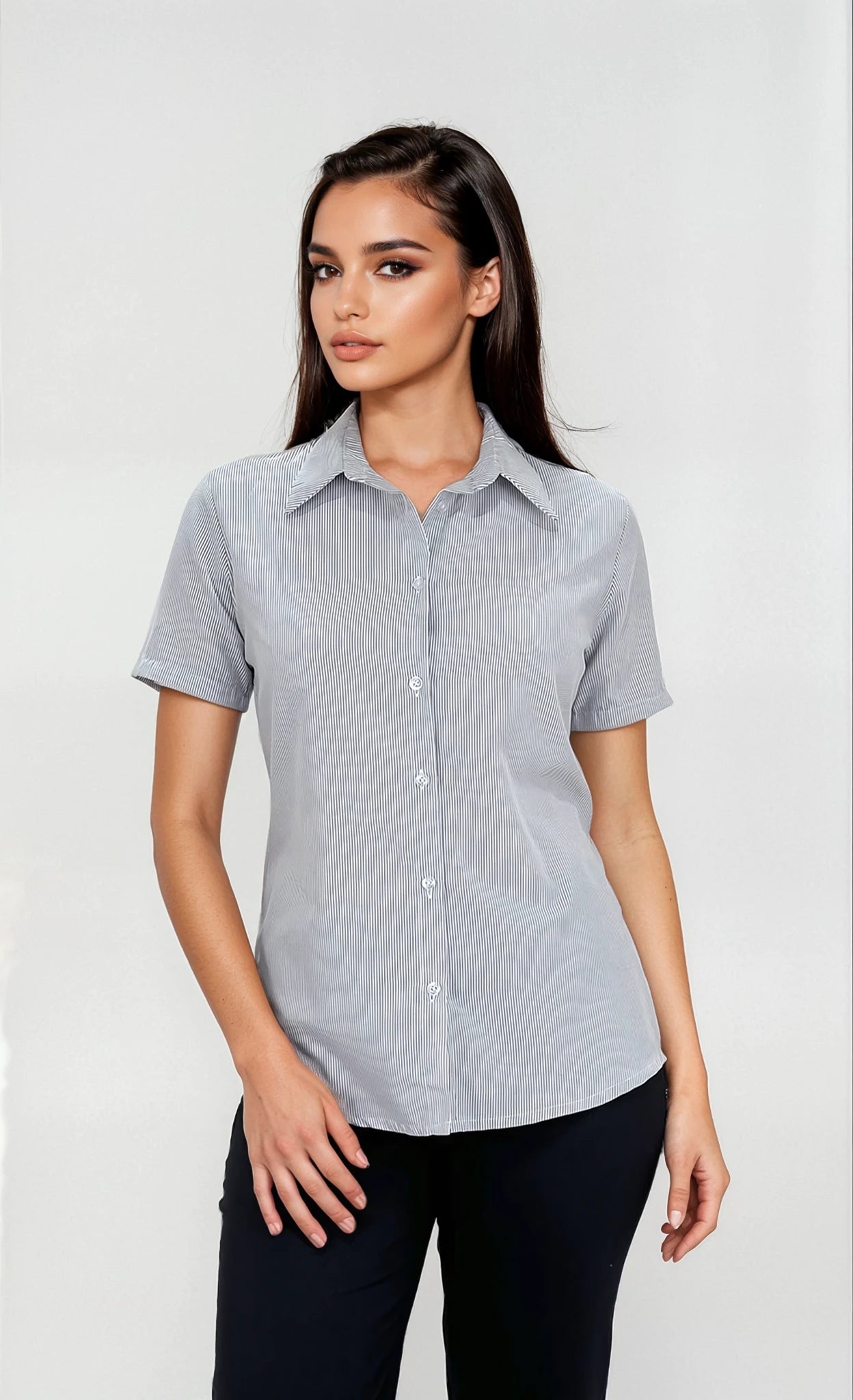 Uniformes Camisas De Vestir De Mujer Manga Corta Camisa De Manga Corta Para  Mujer – Uniformes Sozu, image size:1248x2048