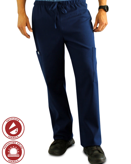 Pantalón cargo azul antifluido y protección solar para Hombre