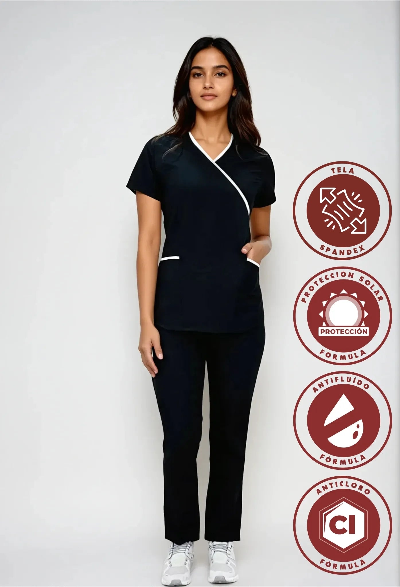 Uniforme para Limpieza Spandex, Antifluido y Anticloro Negro