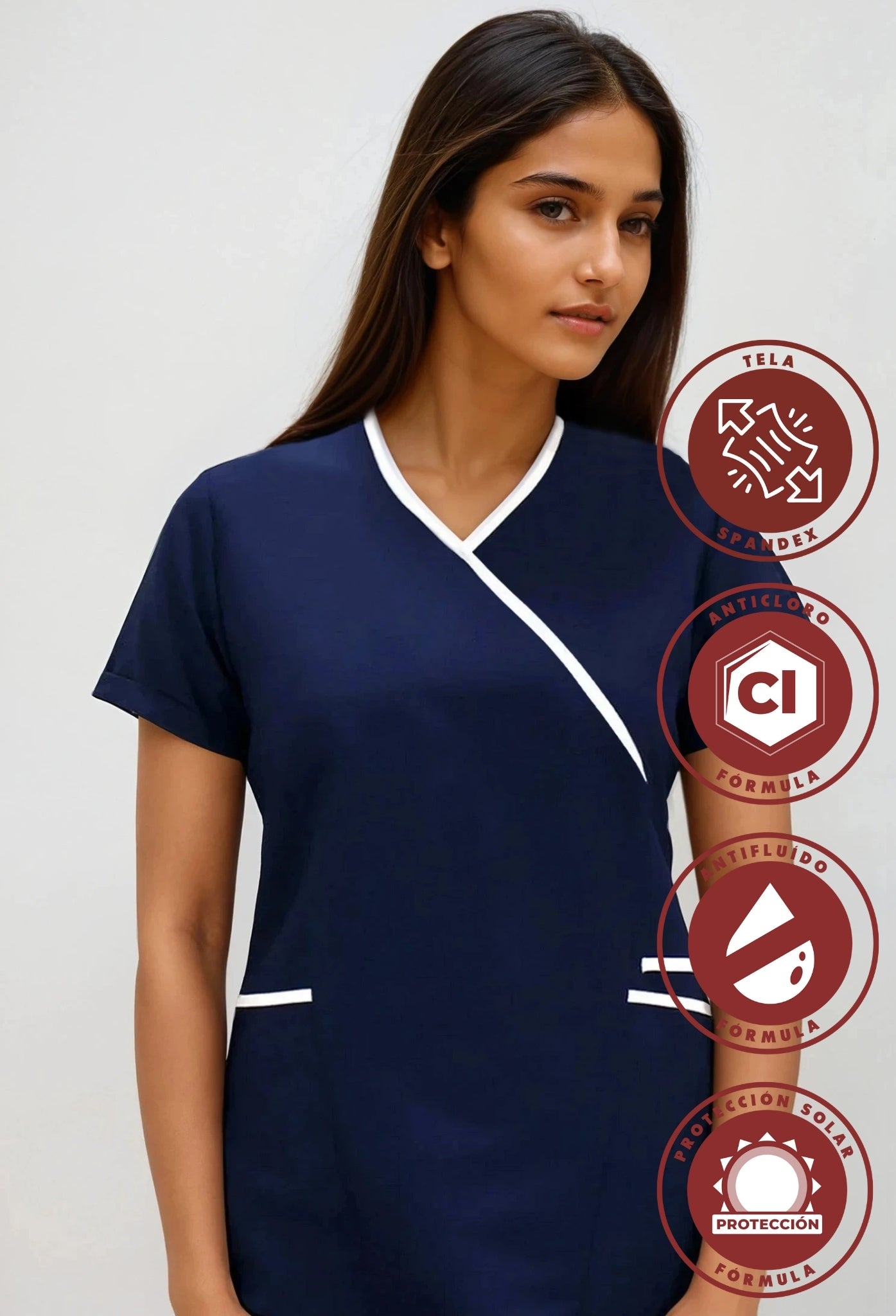 Filipina para Servicio de Limpieza Spandex, Antifluido y Anticloro Mujer