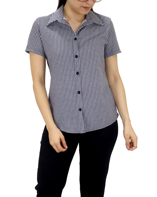 Camisa de cuadros manga corta Antimanchas para Mujer