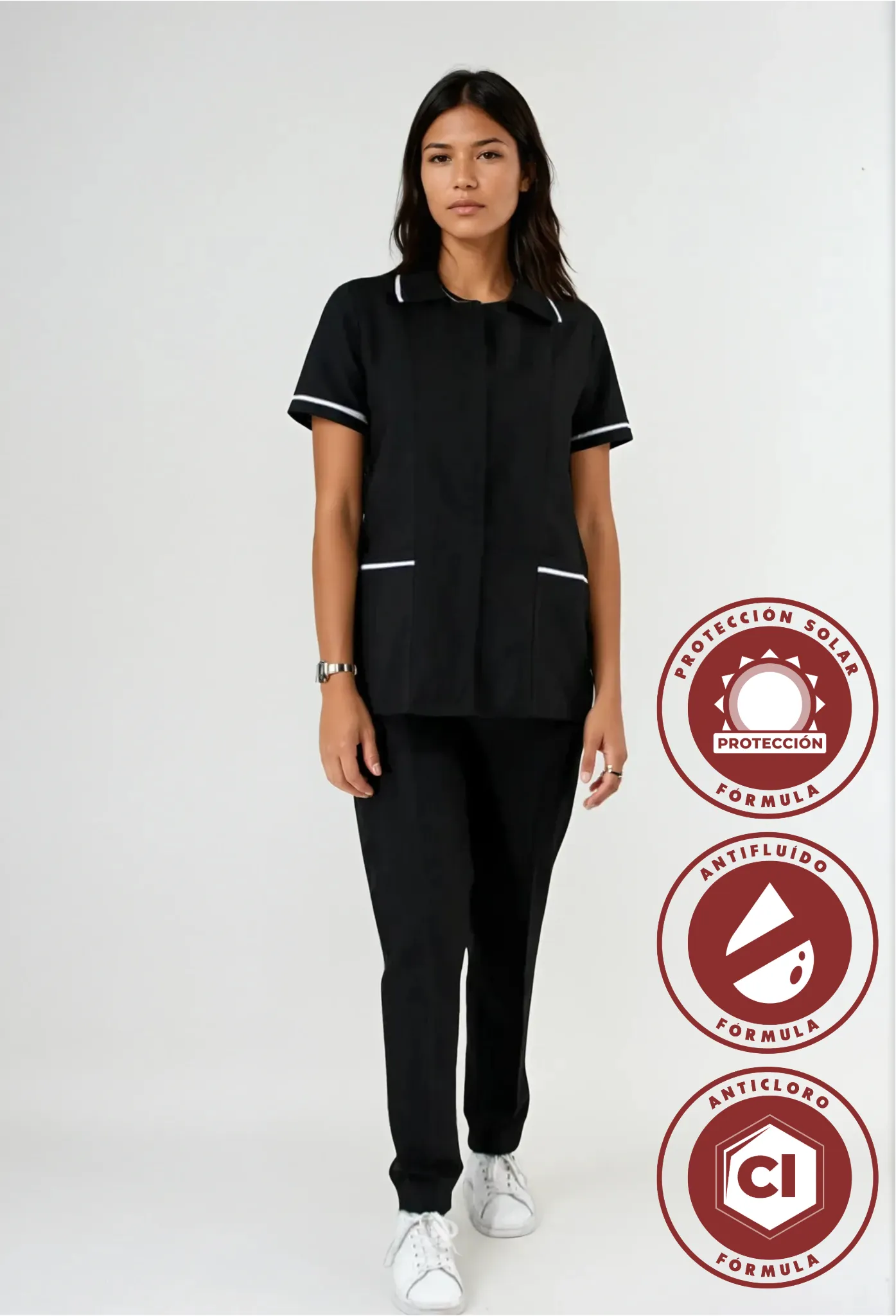Uniforme para Servicio de Limpieza Antifluido y Anticloro Negro